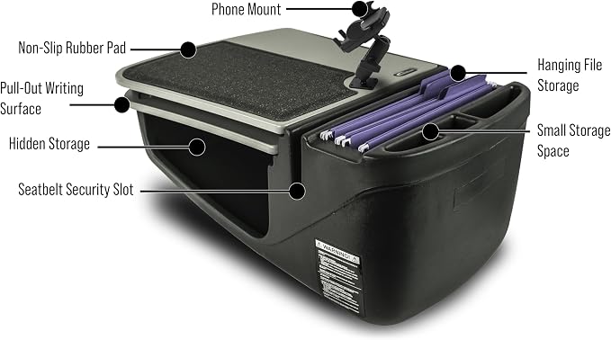 AutoExec GripMaster Car Desk for Your Vehicle Workstation and Mobile Office, Grey with Phone Mount | Vehicle Workstation, Mobile Office - Image 3