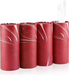 SINGARO Car Tissue Holder, 4 Pack Car Cup Holder Facial Tissues with Travel Tissue Bag, Quick and Convenient Flower Combination Car Tissue Box(4 Canisters/200 Tissues) Red by SINGARO