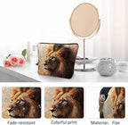 Makeup Bag Lion Makeup Bags For Purse Pouch, Wildlife Forest King Lion Travel Toiletry Bag Cosmetic Bag Makeup Bags Flax Makeup Organizer Bag Pencil Pouch For Man Woman, Brown - Image 5