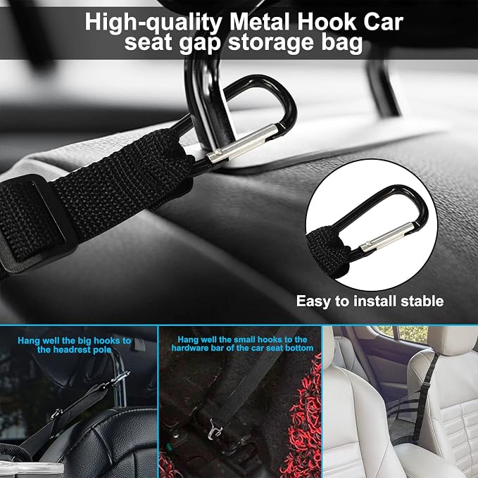 3-Layer Car Seat Gap Organizer 11.8×11.8" Mesh Storage Pocket | Between-Seat Storage Net with Pet Barrier, Holds Handbag, Tissues & More – Fits SUV/Van - Image 4