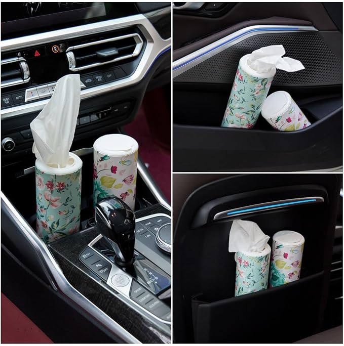 Chic Facial Tissue Holder for Car Cup Holder - Travel Tissue Tubes Box Container (3-ply, 4 Pack, 200 Sheets) - Image 5