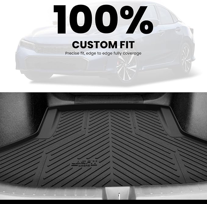 LASFIT All Weather Cargo Mats for Honda Civic 2022-2026 - Sedan | Full Surround TPE Mats, Tall Walls, 3D Custom Fit, Non-Slip, Easy Clean, Tool-Free Install, Vehicle-Specific Accessories - Image 2