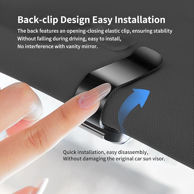 1 Pack Car Sunglass Holder Fits for BMW X3 X5 X7 X1 iX X6 X2 X4 | for BMW 4 3 5 7 2 8 Series Z4 XM, Car Visor Glasses Holder Durable Sunglass Holder Clip Car Interior Accessories (Black) - Image 3