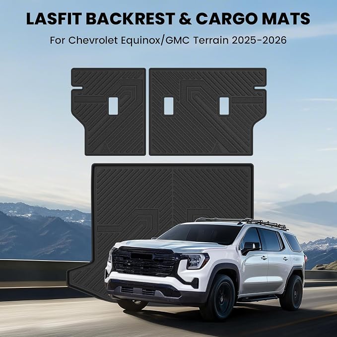 LASFIT Trunk Mat with Backrest Mat for Chevy Equinox/GMC Terrain 2025-2027 | Only for Fuel, Not Fit EV, All Weather TPE Custom Fit Cargo Mat Trunk Liner with Backrest Mat, Easy to Wash, No-curling - Image 8