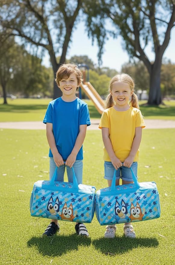 Bluey Kids’ Duffle Bag – Bluey & Bingo Travel Gym Bag with Adjustable Shoulder Strap, Mesh Side Pockets & Zipper Pocket - Image 3