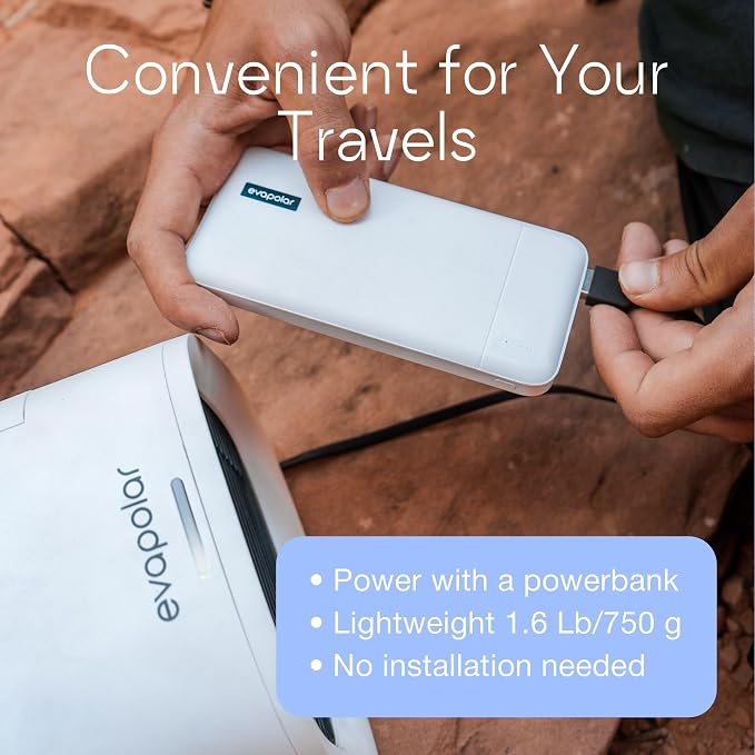 Evapolar evaCHILL Portable Air Conditioners - Portable AC Unit - Small Personal Evaporative Air Cooler & Fan for Desk, Office, Car, Camping, White - Image 4