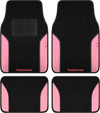 Rubbermaid Car Mats, Carpeted Floor Car Mat with Faux Leather & Built-in Heel Pad, Two-Tone Car Rug Floor Mats, Stylish Carpeted Floor Mats for Cars, Trucks & SUVs Pink Color by Unknown