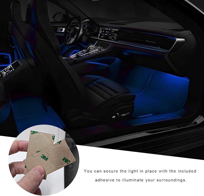 Car Interior LED Lights, 5V 3W Bright Ambient Light Vehicle Under Dash Neon Lamp with USB Port, 4 in 1 Atmosphere Lights Interior Decorative Lamps for Most Vehicles (Blue) - Image 5