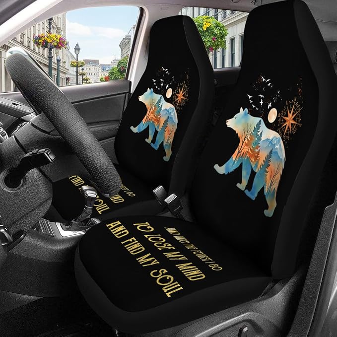 GENANY Camping Car Seat Covers, 2-Piece Front Seat Set | 2-piece polyester front seat cover set, each 35 x 21 x 21 inches, with adjustable straps and hooks - Image 4