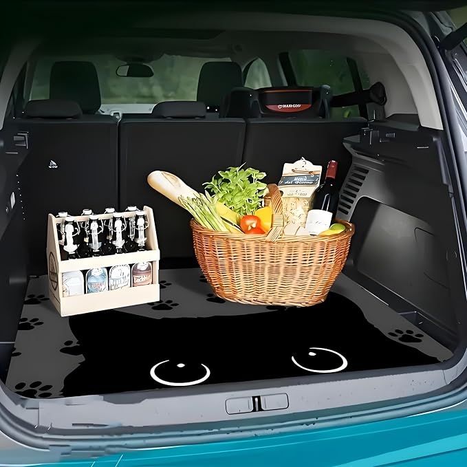 Universal Car Trunk Mat 29" x 39", Black Cat and Paws All Weather Trunk Protection Cargo Liner, Durable Cargo Mat Rear Trunk Liner, Stylish Vehicle Interior Accessories Suitable for Most Car Models - Image 3