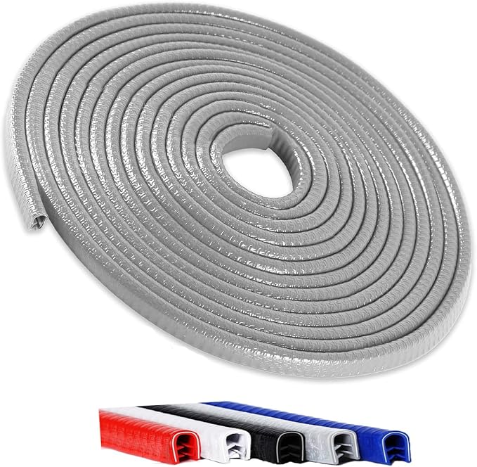 Winfort 33FT(10M) Car Door Edge Guards, No-Glue Rubber Edge Trim (Grey) | Car door edge protector with U-shaped steel clips for most cars, SUVs and trucks; helps guard paint from chips and scratches by Winfort