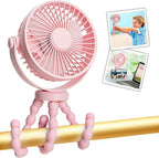 snawowo Mini Handheld Personal Portable Fan, Baby Stroller Fan Pink | Car Seat USB or Battery Powered, with Flexible Tripod Clip on Student Bed Desk Bike Crib Treadmill Camping Traveling by snawowo