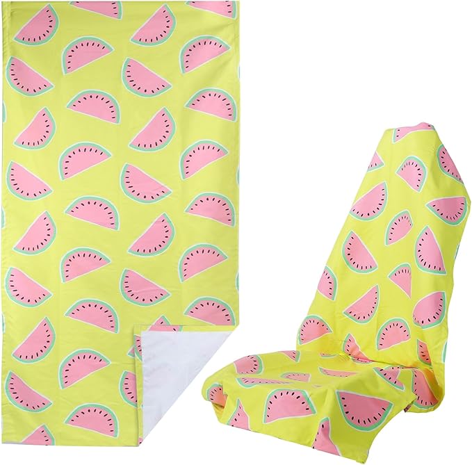 Car Seat Towel Covers Front Seats for Yoga,Gym,Workout,Sports,Running,Camping and Hiking,Automotive Cute Washable Sweat Towels Seat Cover Blanket for Cars Golf Trucks (Watermelon, 1Pcs) by LoyaGour