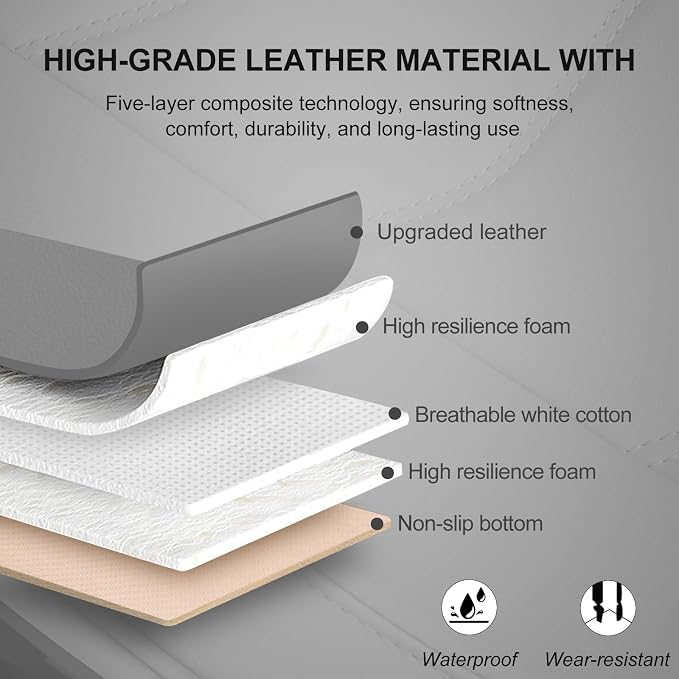 BOPUOVRE Car Seat Cover for Luxury & Comfort PU Leather | Anti Slip Full Wrap Protection Storage Pocket Bottom Cushion Universal Fit 95% Vehicles Gray 1 Piece - Image 3