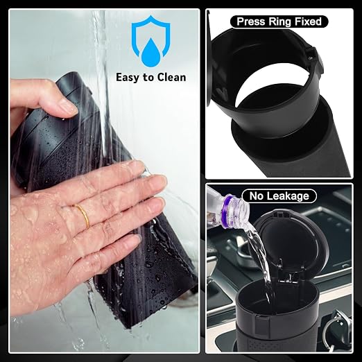 Car Trash Can Bin with Lid - Mini Car Garbage Can Cup Holder-Black Small Leakproof Vehicle Trash Garbage Can Bin-Automotive Car Organizers and Storage for Back Seat SUV Truck Accessories - Image 5