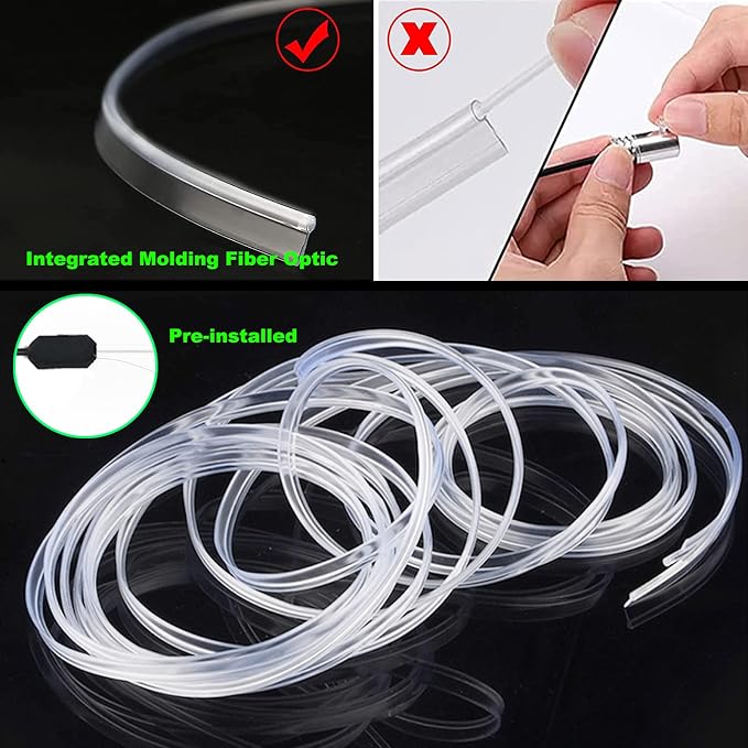 USB Car LED Lights, Interior Car Lights Strip 7 Colors Ambient Lighting with 118 inches Fiber Optic Music Sync Simple Installation EL Wire Lights (7 Colors/118 inches) - Image 2