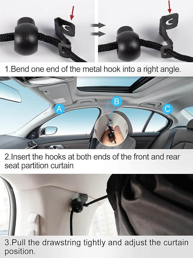 PAMASE Car Divider Curtain, Wide Blackout for Sedans, SUVs & Vans | Wide Sedan SUV Accessories, for Kids, Baby, Travel, Camping, Nap, Sleeping - Image 7