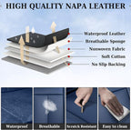 Coverado Rear Seat Covers for Cars, Back Seat Cover for Dogs, Faux Leather Car Seat Covers Backseat, Blue Car Seat Cushion, 3-Pieces Waterproof Universal Seat Covers for Cars Fit for Most Sedans SUV - Image 4
