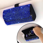 Osilly Bling Car Sunglass Holder for Sun Visor, Sparkling Crystal Leather Automotive Eyeglasses Mount Clip Organizer with Hidden Magnetic Closure for Men Women, Universal for SUV Truck Van（Blue） - Image 6