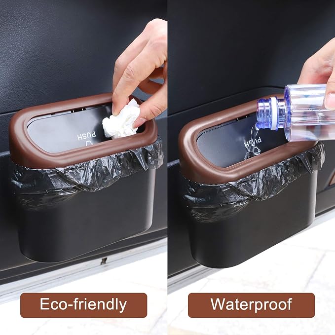 Accmor Car Trash Can with Lid, Leakproof Vehicle Trash Bin Auto Dustbin Organizer, Waterproof Mini Garbage Bin Trash Container with Garbage Bag for Automotive Car, Home, Office, Kitchen - Image 5