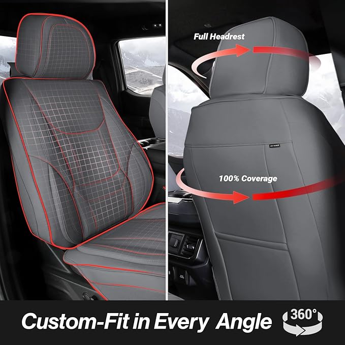 Coverland Premium Custom Fit Truck Car Seat Covers Front Seats Waterproof | Airbag Compatible Non-Slip Seat Cover for F150, F150 Lightning, F250 F350 F450 Super Duty [Dark Gray - Size Chart A34] - Image 4