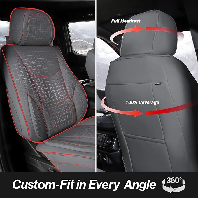 Coverland Premium Custom Fit Truck Car Seat Covers Front Seats Waterproof | Airbag Compatible Non-Slip Seat Cover for 2008-2010 Ford F250 F350 Super Duty Crew, Super Cab [Dark Gray - Size Chart A41] - Image 4