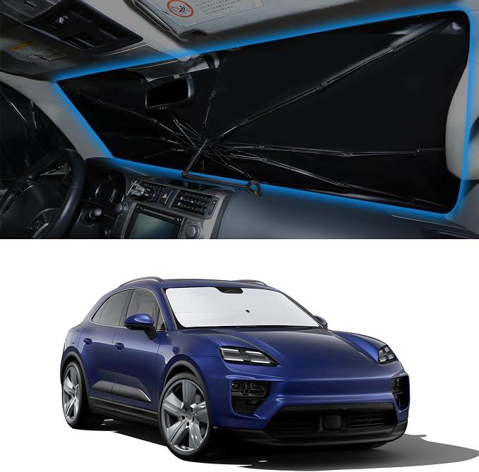 Windshield Sun Shade Umbrella for 2014-2026 Porsche Ma-can | Full covered for windshield, Block UV Rays, Heat Reduction, Easy to install, Durable & Fold Up Small by YYCKE