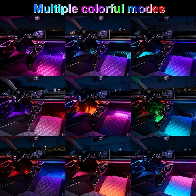 Acrylic Interior Car Ambient Lighting Kits, LED Strip Lights with Wireless APP, Neon Fiber Optic Lights Function LED Strip for Car with Music Modes (10 in 1) - Image 8