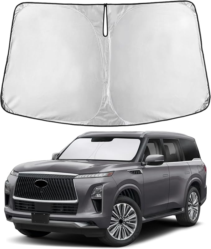 EcoNour Windshield Sunshade Compatible for Infiniti QX80 2014-2023 2024 | Sun Visor for Front Windshield & Window Sun Shade Cover, UV Heat Blocker & Protector, Car Accessories by EcoNour