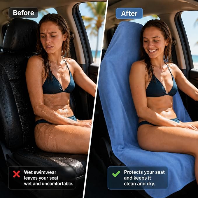 AUTOYOUTH Front Car Seat Protector, Post-Workout Gym Sweat Towel Cover | Sweatproof Breathable Blue Front Car Seat Protector For The Gym Non-Slip Universal Fit For Cars & SUVs Machine Washable - Image 7