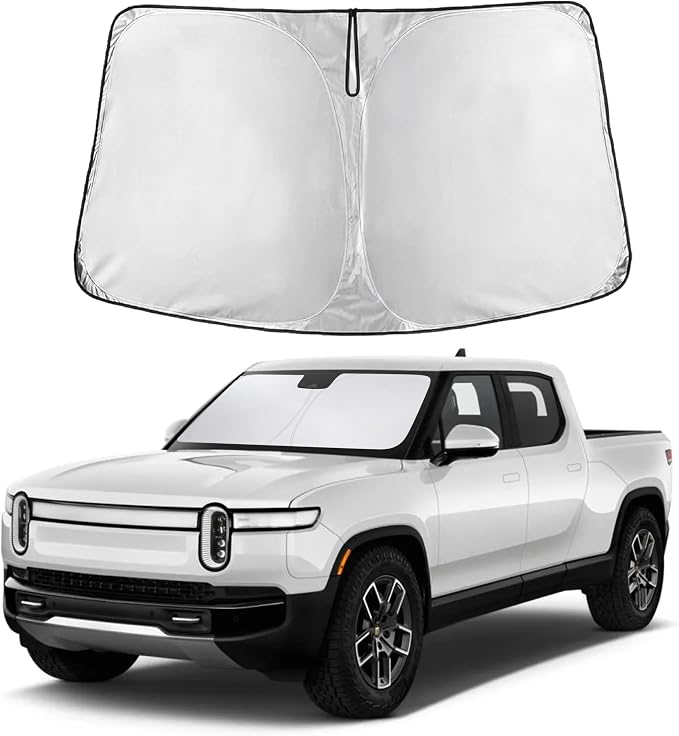 EcoNour Windshield Sunshade Compatible for Rivian R1T 2022-2024 2025 2026 | Sun Visor for Front Windshield & Window Sun Shade Cover, UV Heat Blocker & Protector, Car Accessories by EcoNour