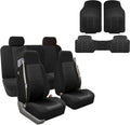 FH Group FH-FB302114 All Purpose Flat Cloth Car Seat Covers Solid Black Color with F11306 Vinyl Floor Mats- Fit Most Car, Truck, SUV, or Van by FHGroup
