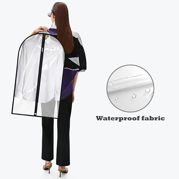 Garment Bags for Hanging Clothes, 45'' Suit Bag Cover for Storage and Travel, Dress Bags for Gowns Long, 2 Pack (Clear) - Image 6