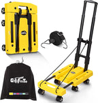 GtIiFmTe Foldable Hand Truck, Lightweight Luggage Cart for Airport Car Seat | Compact Folding dolly with Rotating swivel wheel,storage size12×15.7×4.1",300lbs Load,Upright Lock Handle with 3bungee cords by GtIiFmTe