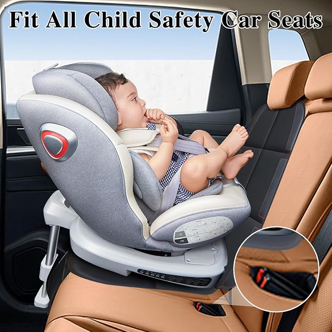 Car Seat Protector, Non-Slip Rubber Padded Backing Seat Protector for Child Seats, Waterproof Thickest Padding Car Seat Protector Under Baby Seat - No Imprint (Red-2pcs) - Image 3