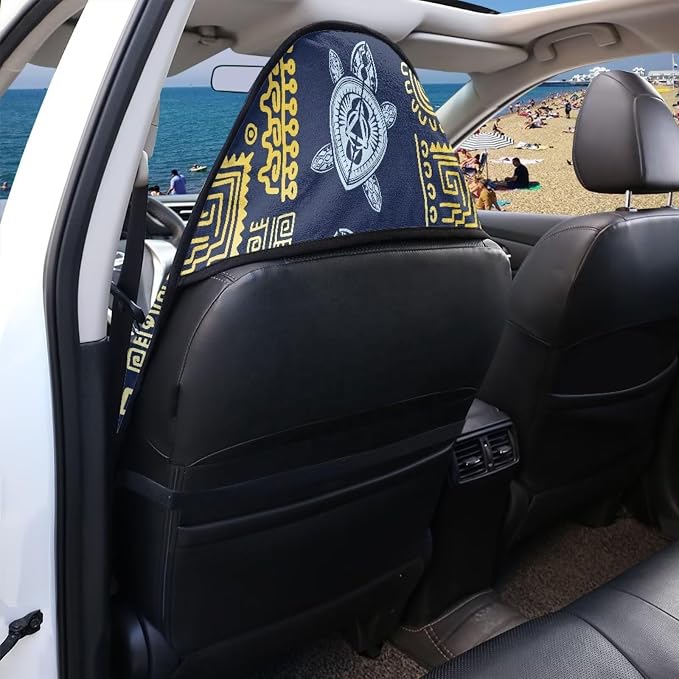Car Seat Cover Protector Front Seats Only Anti-Slip Back Fabric Easy to Install Waterproof Bucket Towel Seat Covers for Trucks SUV Jeep(Aztec Sea Turtle,2Pcs) - Image 4