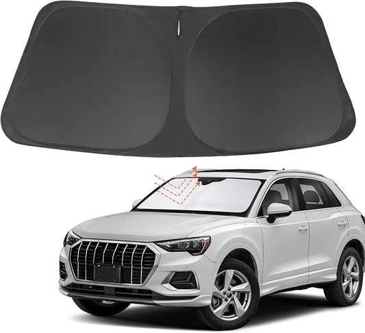 Front Windshield Sun Shade Foldable Car Front Window Sun Shade Windshield Shade Custom Fit for 2019-2025 2026 Audi Q3 Block UV Rays Accessories Heat Keep Car Cooler by FannycCargoCover