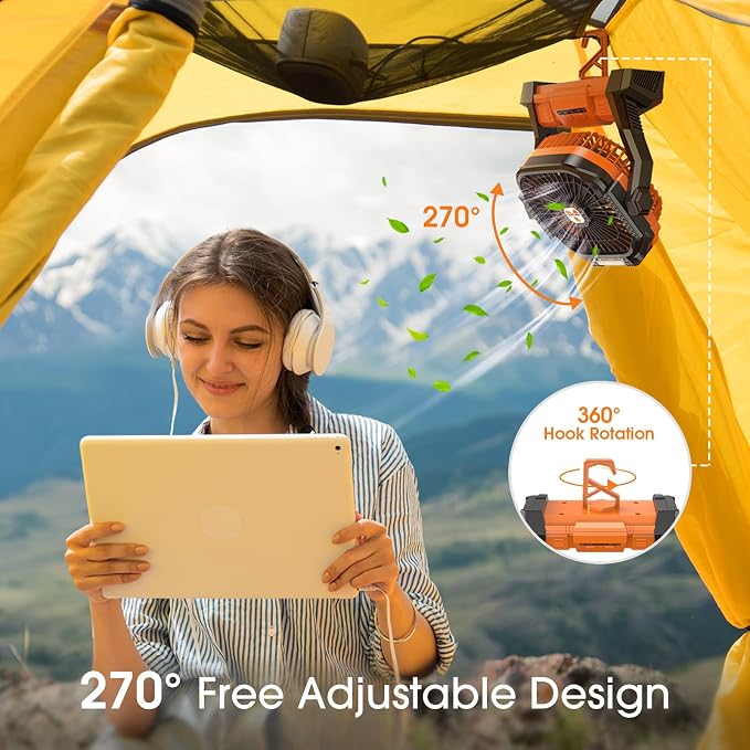 Portable Fan Rechargeable, Cordless Battery Powered Fan with LED Lantern, Small Table Fan, USB Battery Operated Fans for Travel Bedroom Home Camping Tent Office Beach Desk Picnic Barbecue Fishing | with LED Lantern, Small Table Fan, USB Battery Operate... - Image 6