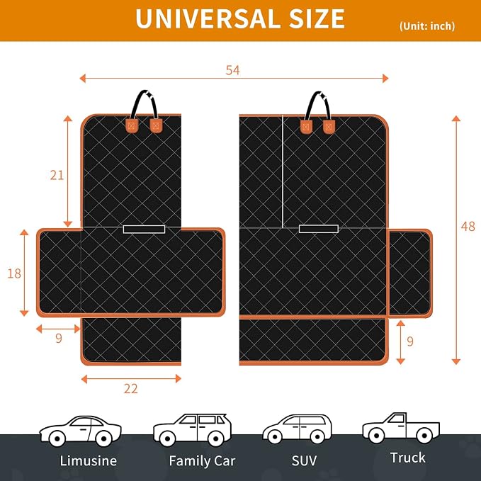 IVY&LANE Dog Car Seat Cover for Back Seat,Conversible 2-in-1 Waterproof Front Seat Cover,Heavy-Duty & Scratchproof Car Seat Protector Cover for SUVs, Trucks and Sedans - Image 6