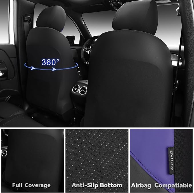 CAR PASS Memory Foam Leather Front Seat Covers, Waterproof Nappa Leather Seat Covers Front Seats Universal Fit for Cars,SUV,Truck Seat Covers Thick 3D Foam Comfortable, Airbag Compatible Black Blue - Image 4