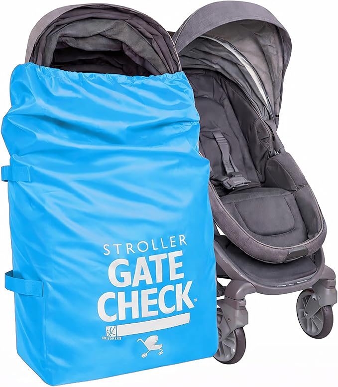 J.L. Childress Gate Check Bag for Single & Double Strollers, Neon Blue | AirTag compatible Gate Check Bag keeps strollers clean, protected & easy to identify when airport gate checking by JLChildressCoIncUSBaby