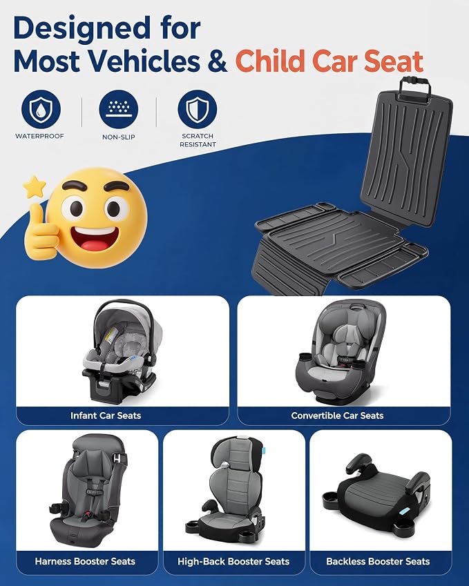 TPE Car Seat Protectors for Child Car Seat, Waterproof Carseat Mat | Non-Slip Backing No Imprints Durable, Back Seat Cushion Pad & Backrest & Kick Mat Set Accessories for SUV Truck Sedan, 2 Pack - Image 4