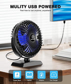 JZCreater USB Desk Fan, 360 Rotation Personal Cooling Fan with 3 Speeds, Quiet, Small, USB Powered for Home, Office, Bedroom, Car, Travel, Black - Image 5