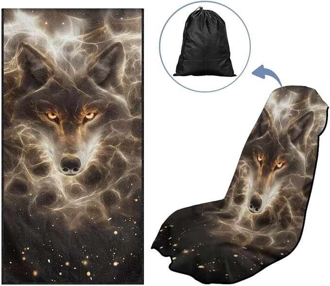 Horeset Wolf Car Seat Towel Cover – Soft & Quick-Dry Front Seat Protector, Multi-Functional for SUV Trucks Cars Sedan Van, Auto Interior Accessories - Image 5
