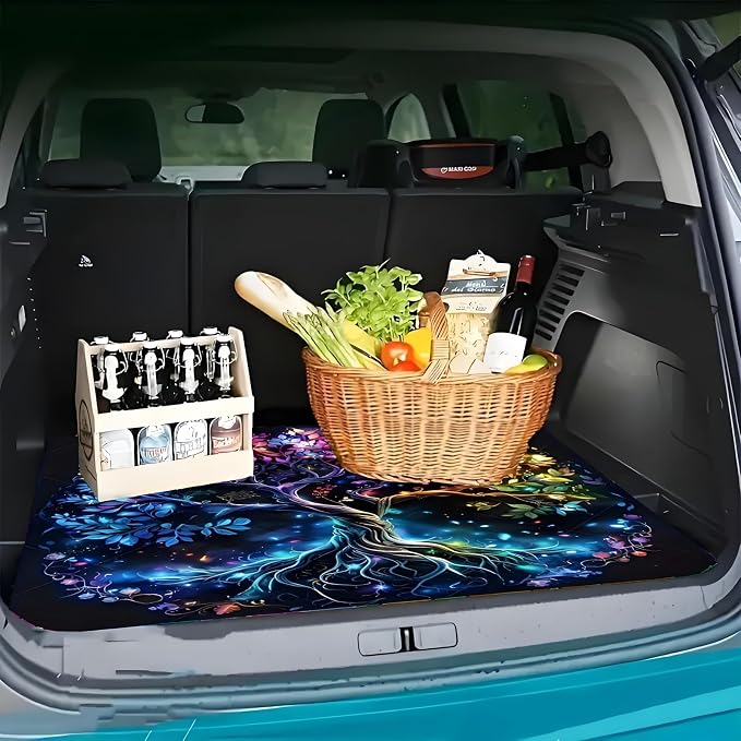 Universal Car Trunk Mat 29" x 39", Colorful Tree of Life All Weather Trunk Protection Cargo Liner, Durable Cargo Mat Rear Trunk Liner, Stylish Vehicle Interior Accessories Suitable for Most Car Models - Image 3