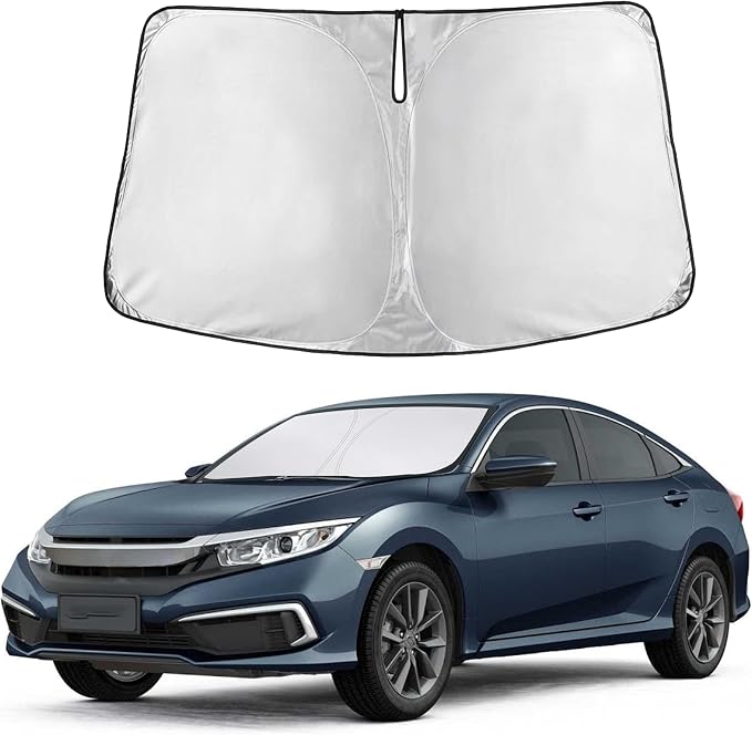 Autovir Windshield Sun Shade Fit for 2016-2019 2020 2021 Honda Civic | Sunshade, Front Car Window Shades Sun Visor, Blocks UV Rays & Heat, Car Accessories by Autovir