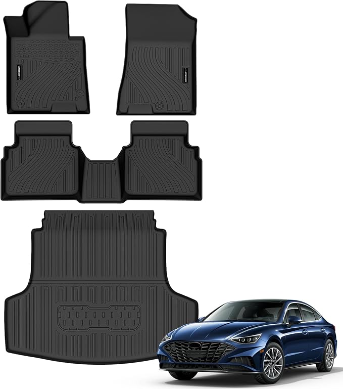 AUXKO Floor Mats Cargo Mat for 2021-2026 FWD Kia K5 & Hyundai Sonata | for Hyundai Sonata (Only FWD & Including Hybrid) 2020-2026,All-Weather,Odorless,Rain&Salt Resistant,Accessories,Pet Friendly by AUXKO