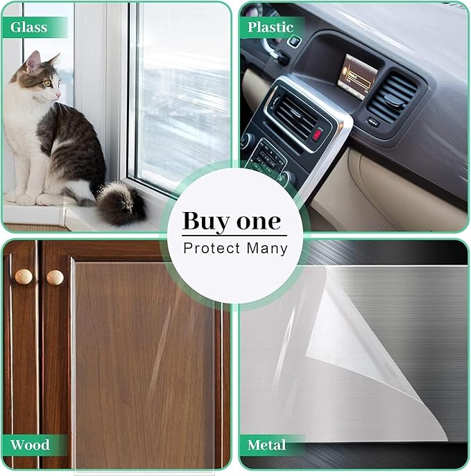 Door Protector from Dog Scratching 118" x 8.2" Cat Scratch Door Frame Single Side Adhesive Protector Anti Dog Scratch Door Guard for Dogs Clear CHUANGSEED (Pack of 2) - Image 4