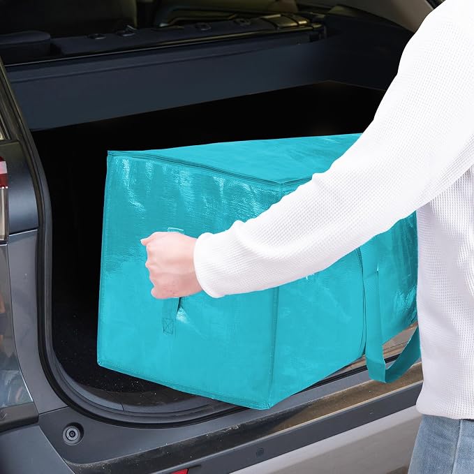 TICONN 2 Pack Extra Large Moving Bags Heavy Duty with Zippers & Carrying Handles, Durable Storage Bags Moving Boxes for Closet Organizers and Storage (2 Pack, Aqua) - Image 10