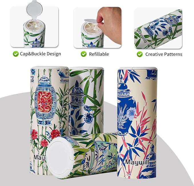 Car Tissue Holder,Tissue Box, Car Tissues Cylinder with Cap, Car Tissues Holder, Car Tissues Holder Round Container(4pk/200 Sheets) - Image 4